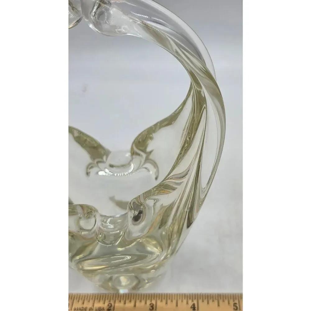 ITALIAN MURANO MCM ART GLASS BASKET ABSTRACT WITH POLISHED PONTIL 8
